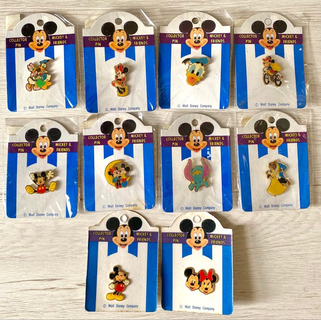 ビンテージ 台湾製 ディズニー ピン10個セット 未開封台紙付き ビンテージ 台湾製 ディズニー ピン10個セット 未開封台紙付き