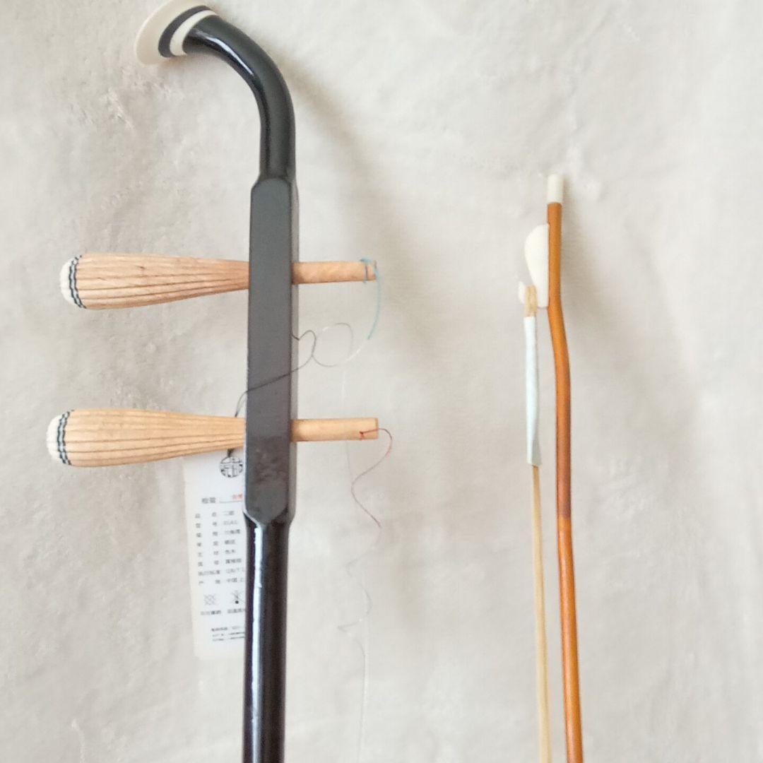 【美品】二胡&弓 楽器 中国上海 タグ付 本皮