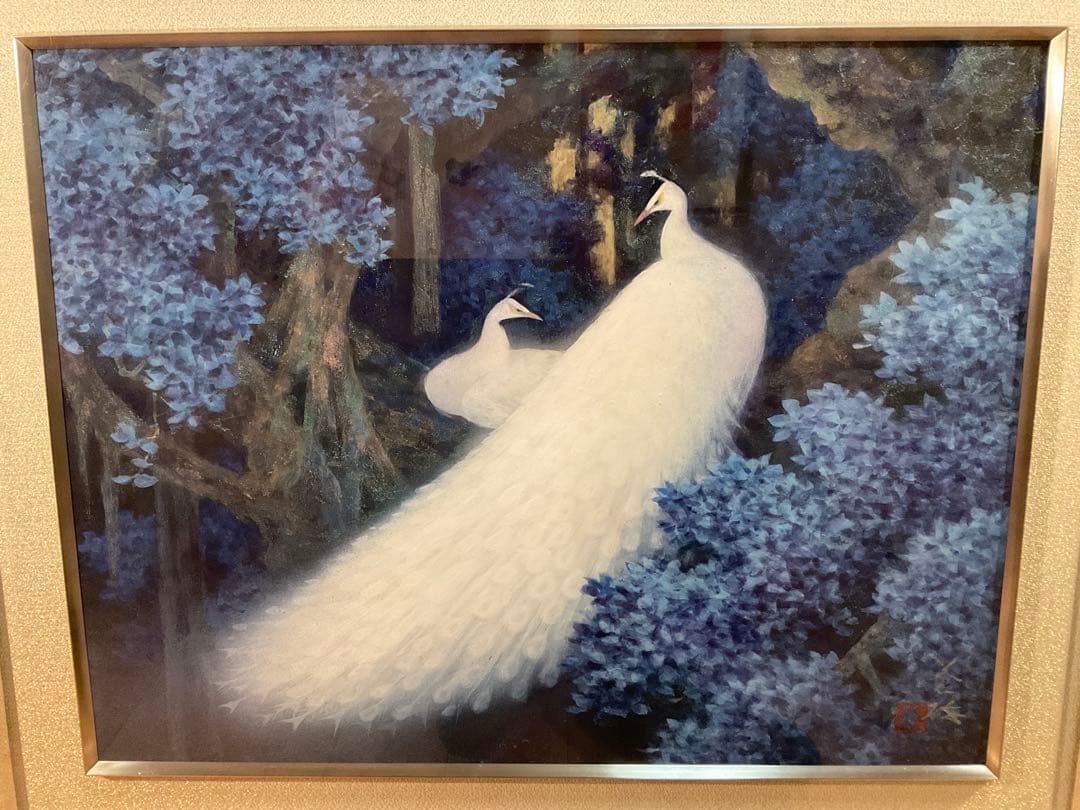 岸田蒼坪 「菩提樹の陰」 日本画10号 直筆サイン・落款・共シール