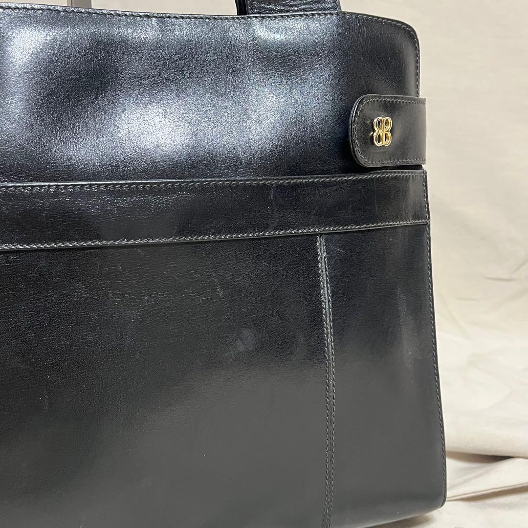 バレンシアガ　ハンドバッグ　オールレザー　BB ロゴ金具　イタリア製　黒