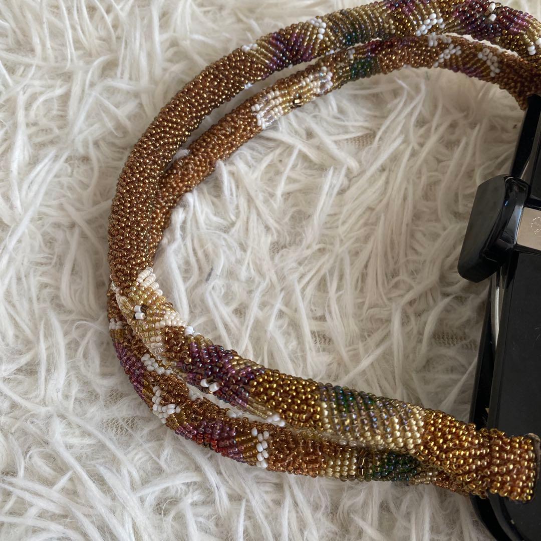 美品　和装バッグ ビーズバッグ フォーマル ビーズ 和装小物 茶