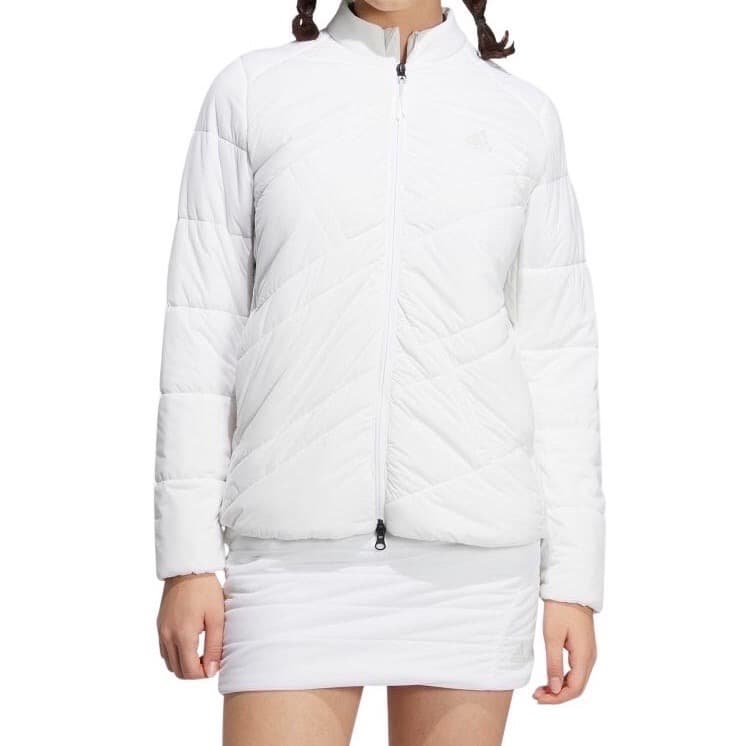 【S】秋冬 アディダス ゴルフ 保温 キルティング 中綿セットアップ白