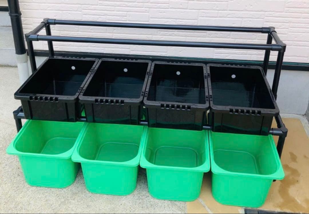 メダカ飼育ラック ブラック 2段