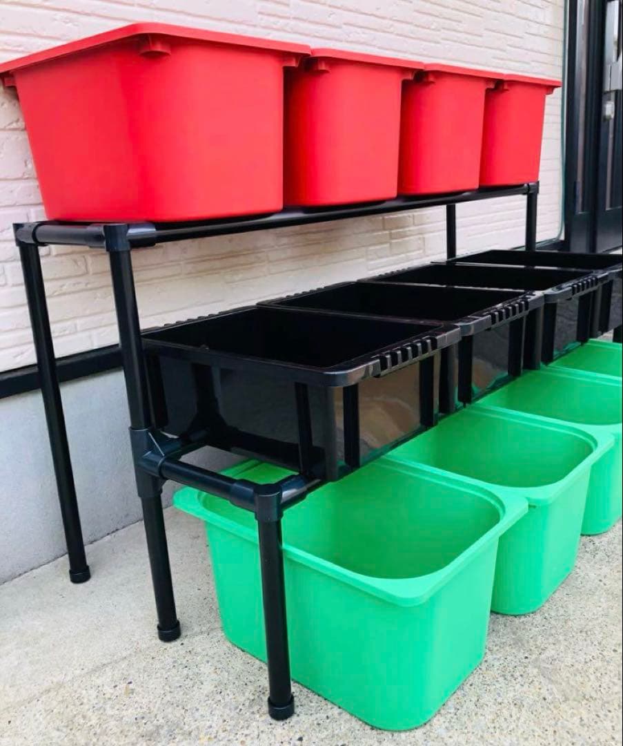 メダカ飼育ラック ブラック 2段