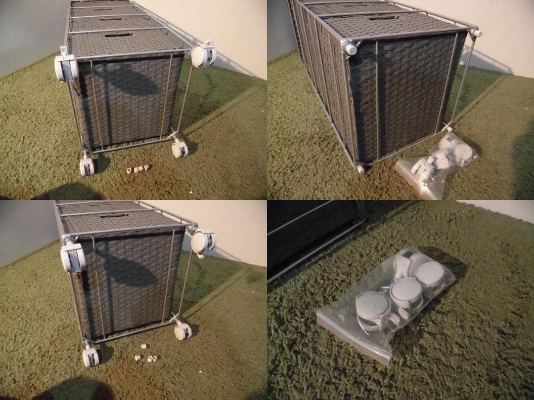 【送料無料・新品】ラタン風★サニタリー★ランドリーチェスト/グレー