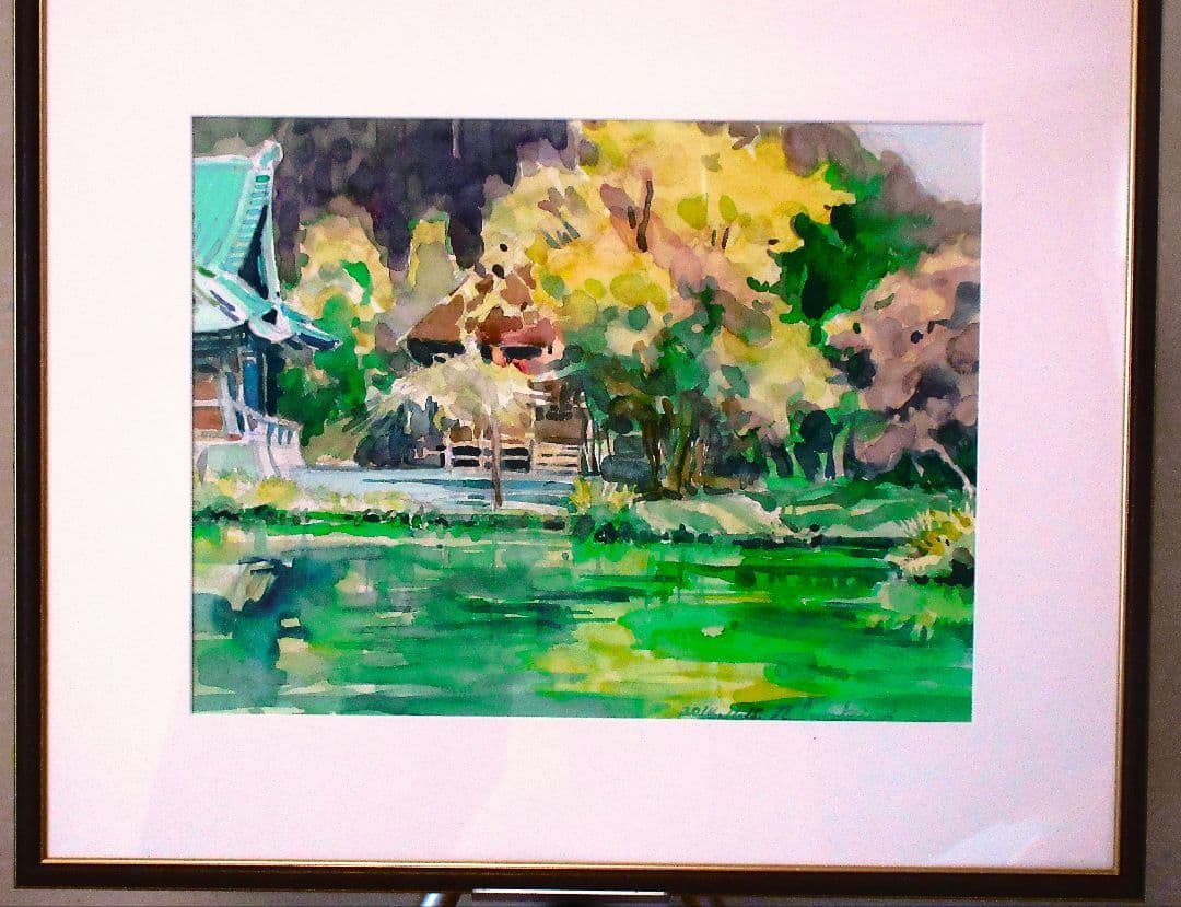 水彩画 自然風景 2016年額装済み 原画
