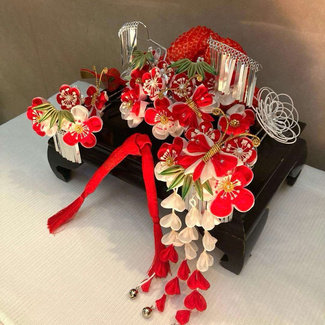 専用　勝山 classical beauty 梅竹蝶　1本挿　Uピン簪　水引簪