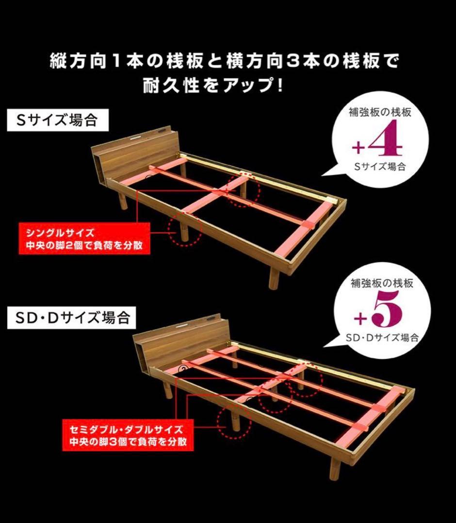 【新品未使用！】LED照明・2口コンセント付シングルベッド