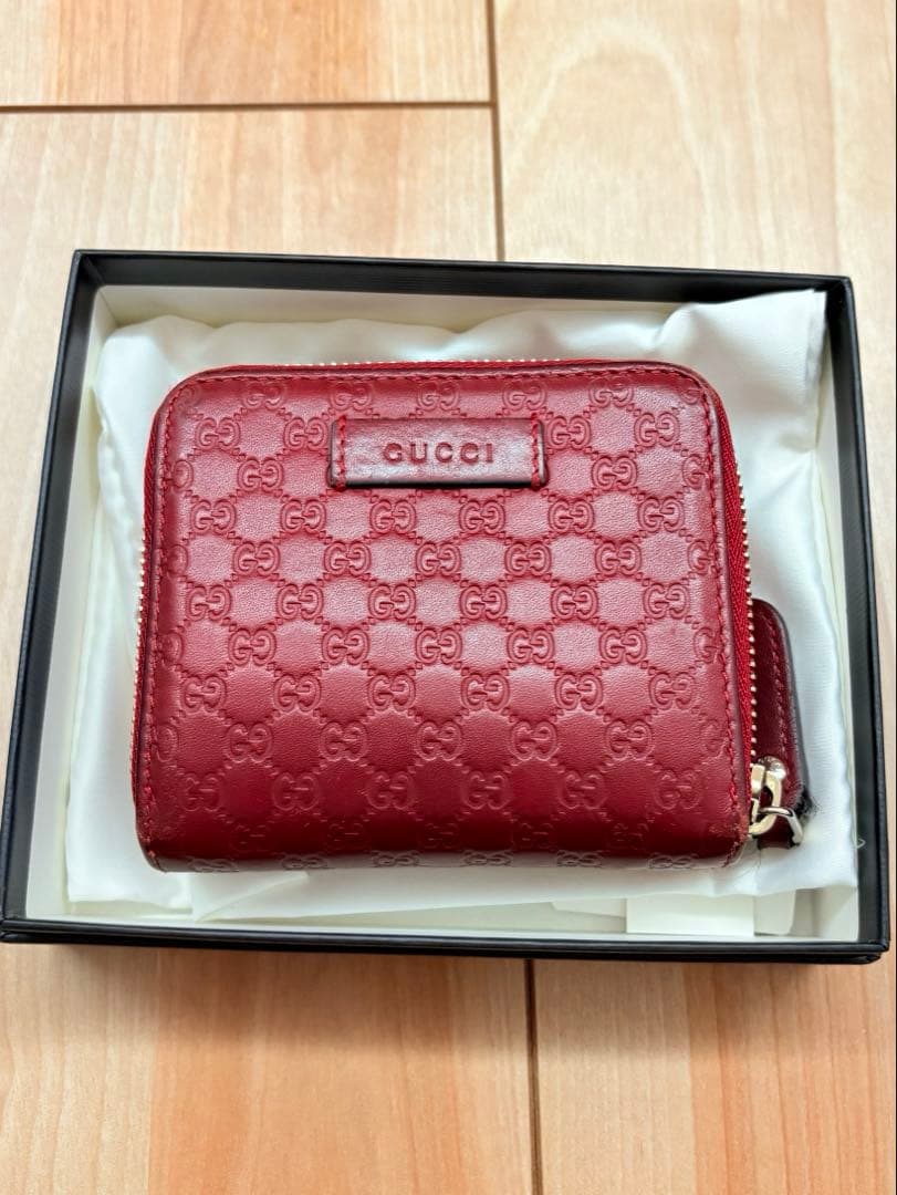 グッチ　二つ折り財布　マイクロシマ　GG　ラウンドジップ