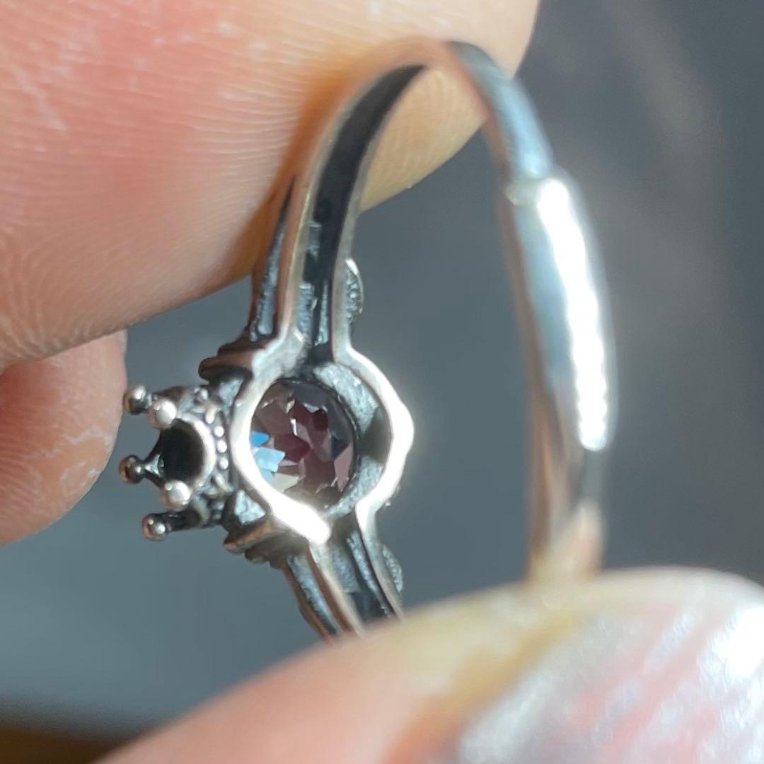 天然石リング　アレキサンドライト　紫緑シラー　高透明　6mm SV925