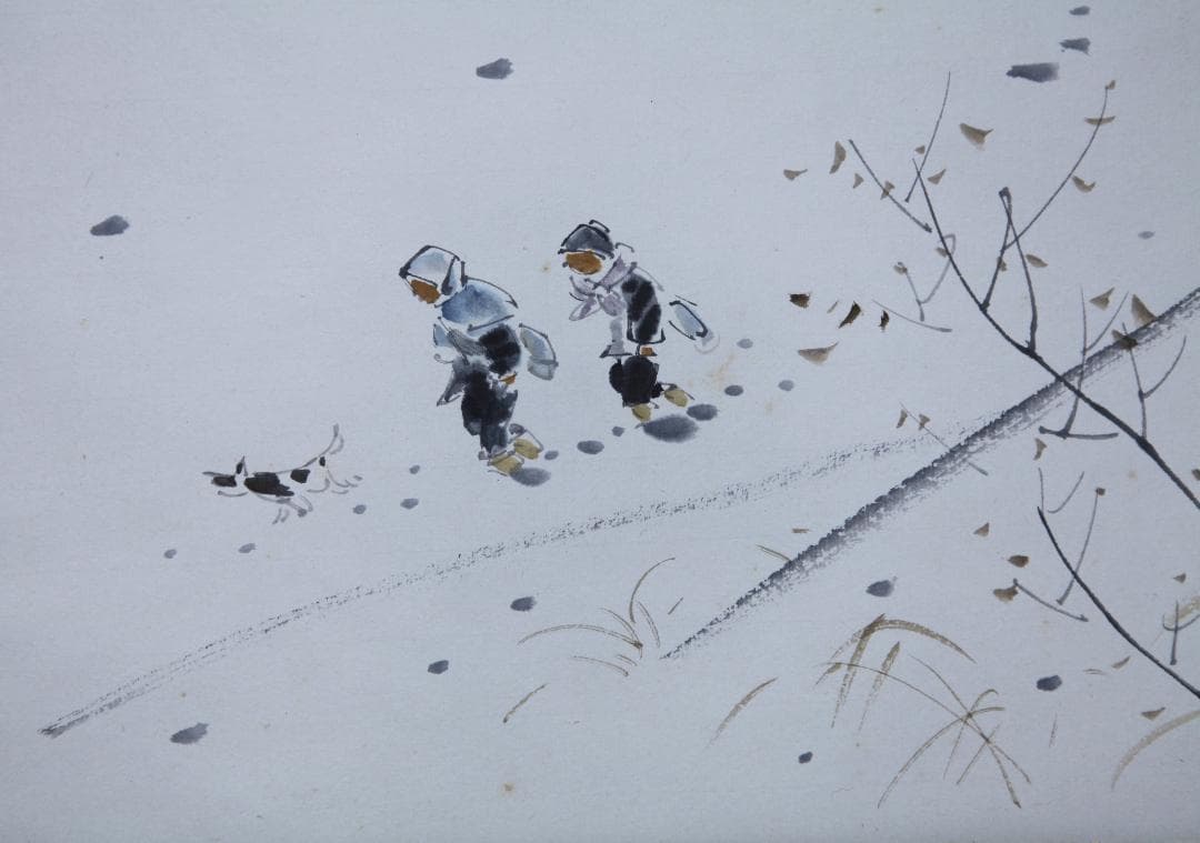 日本画・掛軸装・真作保証・雪景・小林五浪・福島県会津出身、洋画、古