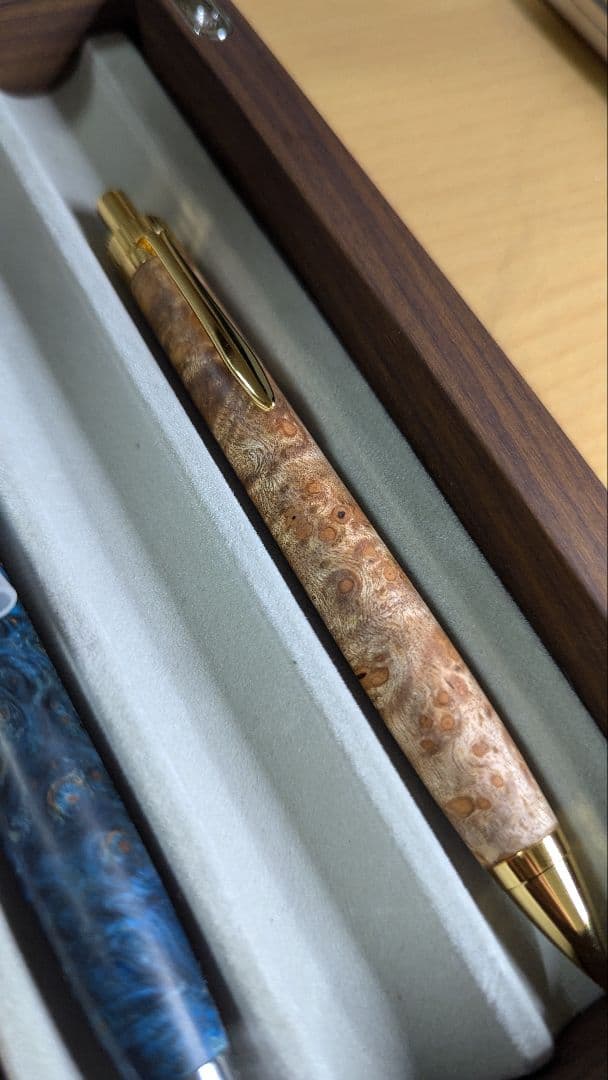 608超極上　マーブルウッド　瘤杢　縮杢　木軸シャーペン　ボールペン　細軸