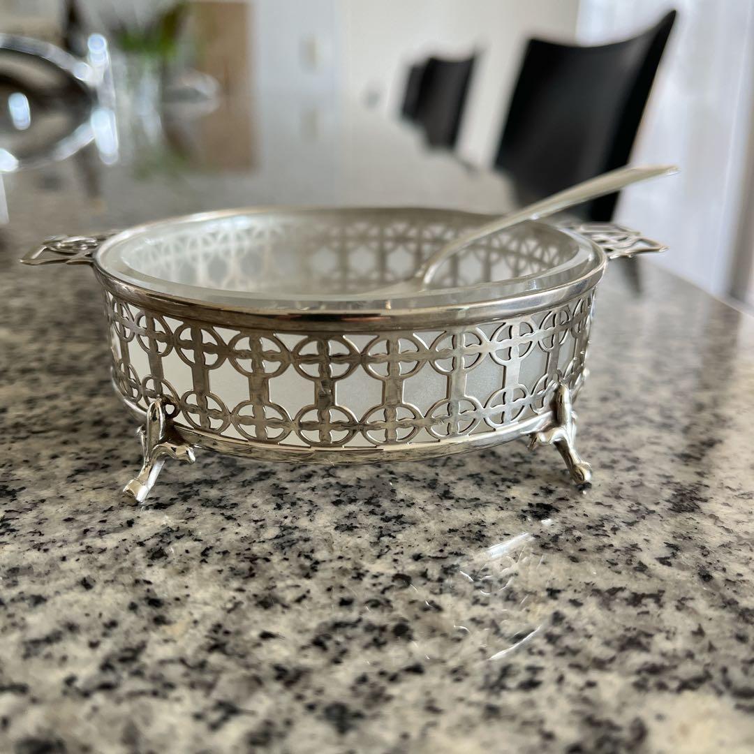 アンティークスターリングシルバーバターディッシュ純銀