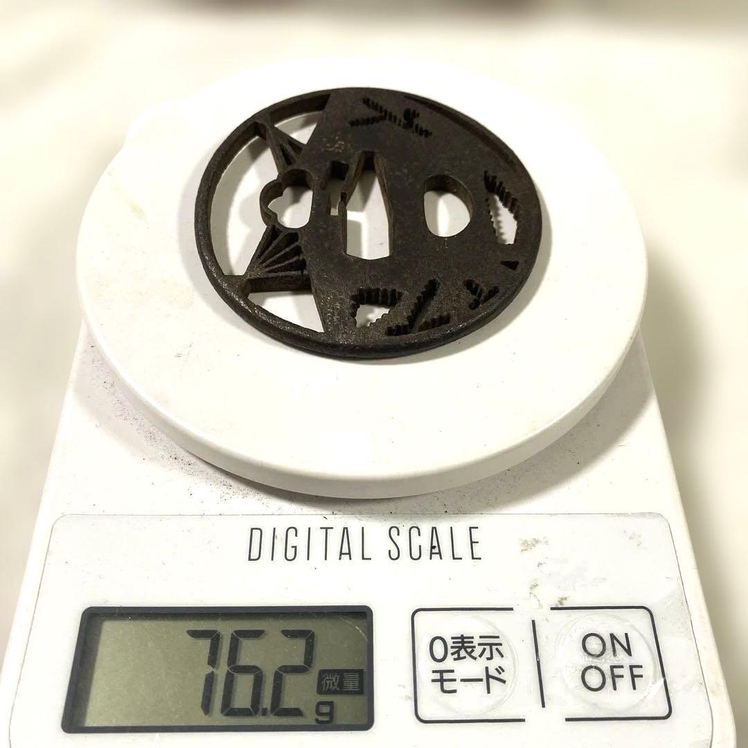 B-76 鍔　透鍔　金象嵌　武具　刀装具　骨董品　時代物　日本　美術品　工芸品