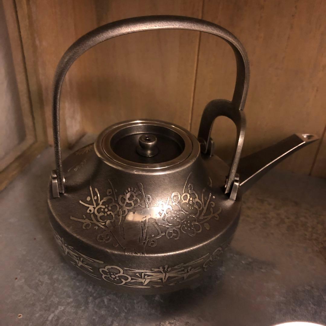 浪華錫半造 本錫製 本錫 屠蘇器 松竹梅 銚子 盃台 三つ組盃 酒器