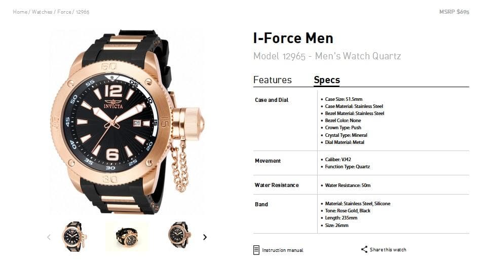 インビクタ『I-Force 12965』★ケース51.5mm★