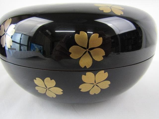 Y5-0809◇極上 輪島塗 田崎昭一郎作 桜蒔絵 内部梨地 木製漆器◇
