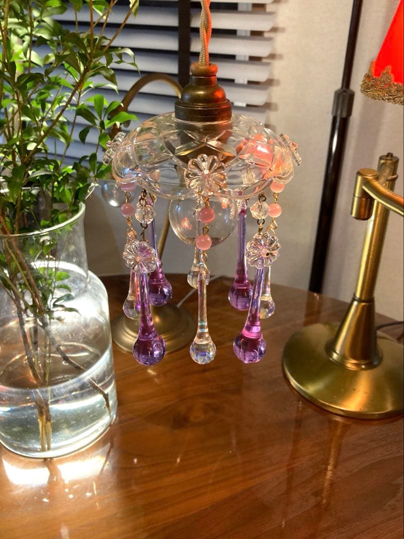 シャンデリア 1920年 フランス（紫と虹）アンティーク オパールセント