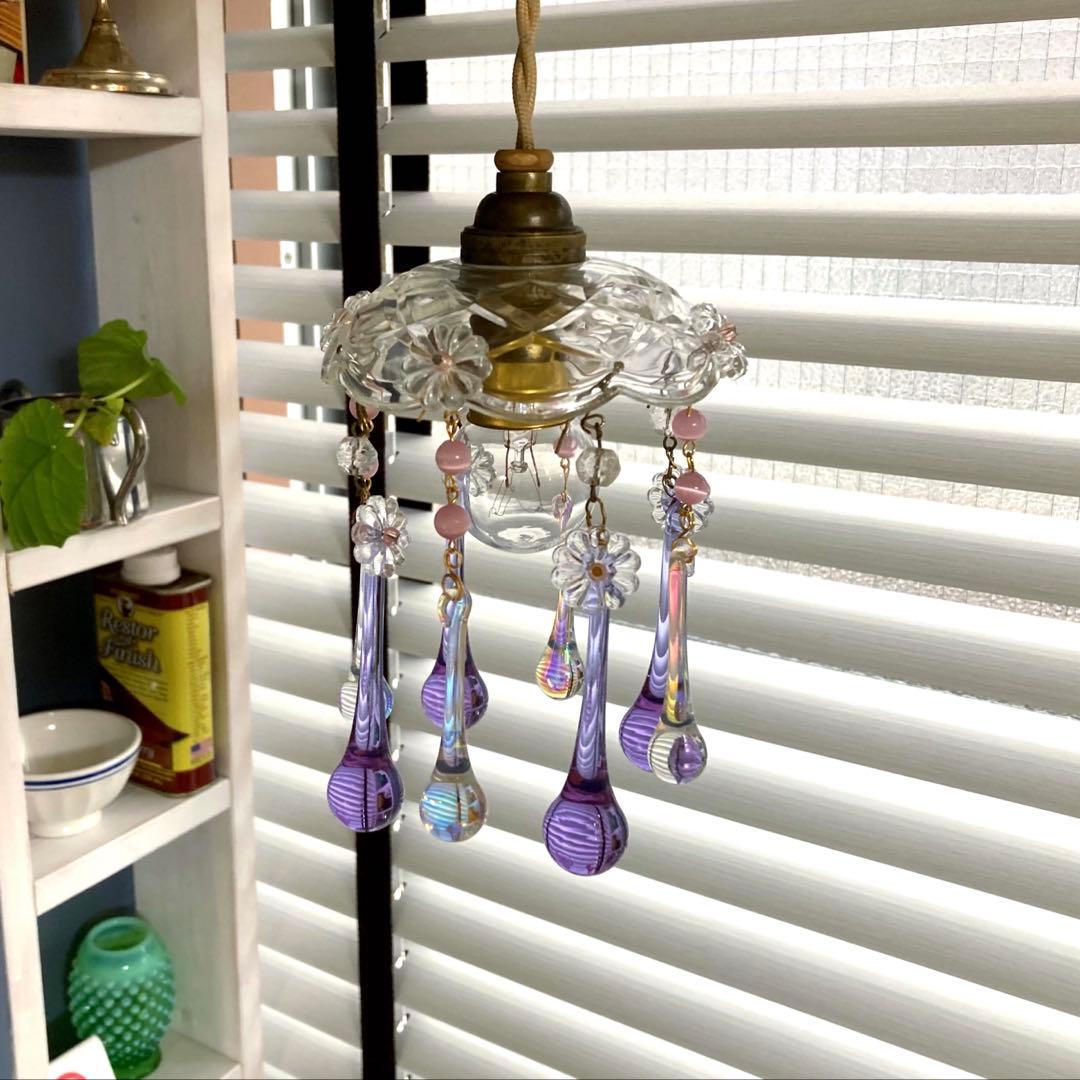 シャンデリア 1920年 フランス（紫と虹）アンティーク オパールセント