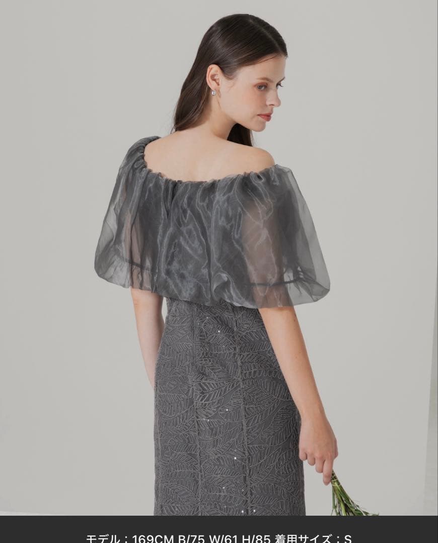 LEJA2WAYオフショルダーパフスリーブバリエマーメイドワンピースロングドレス