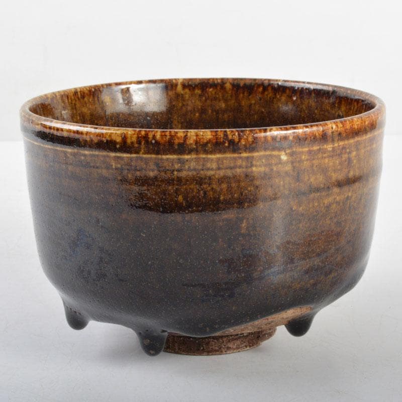 茶道具　瀬戸焼　飴釉　茶碗　銘「琢磨」　裏千家十五代鵬雲斎極め箱　D　R4723