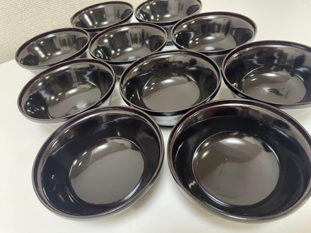 黒漆器 黒漆 内黒塗 漆器 吸物 懐石椀 煮物椀 10客 唐草柄 アンティーク