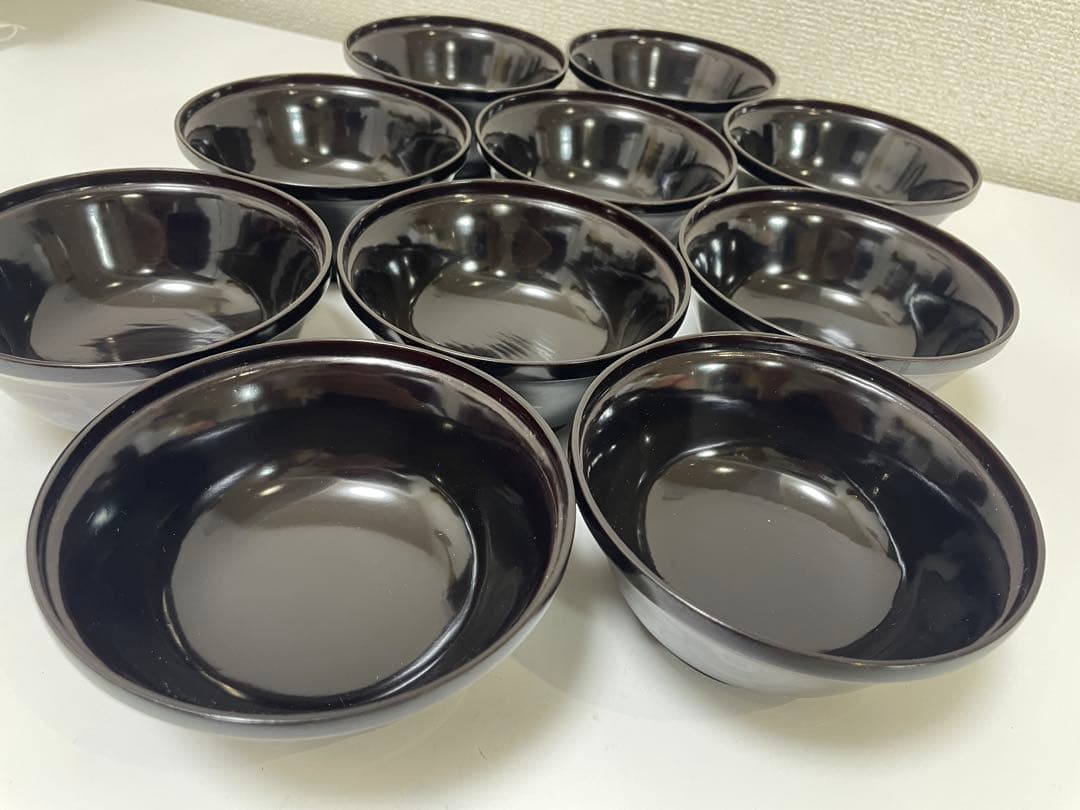 黒漆器 黒漆 内黒塗 漆器 吸物 懐石椀 煮物椀 10客 唐草柄 アンティーク