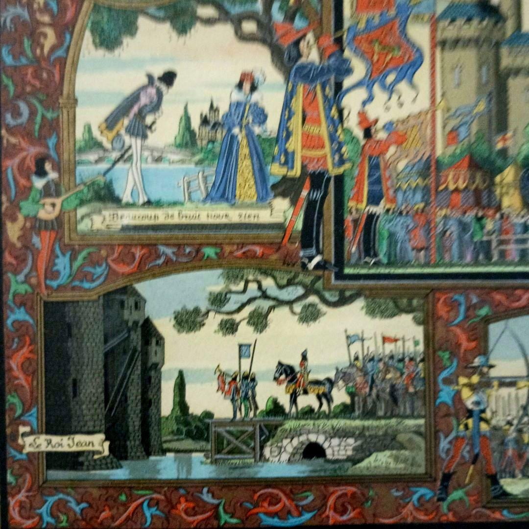 お値下げ　額装　J．Gradassi「シェークスピア劇　トーナメント戦」　細密画