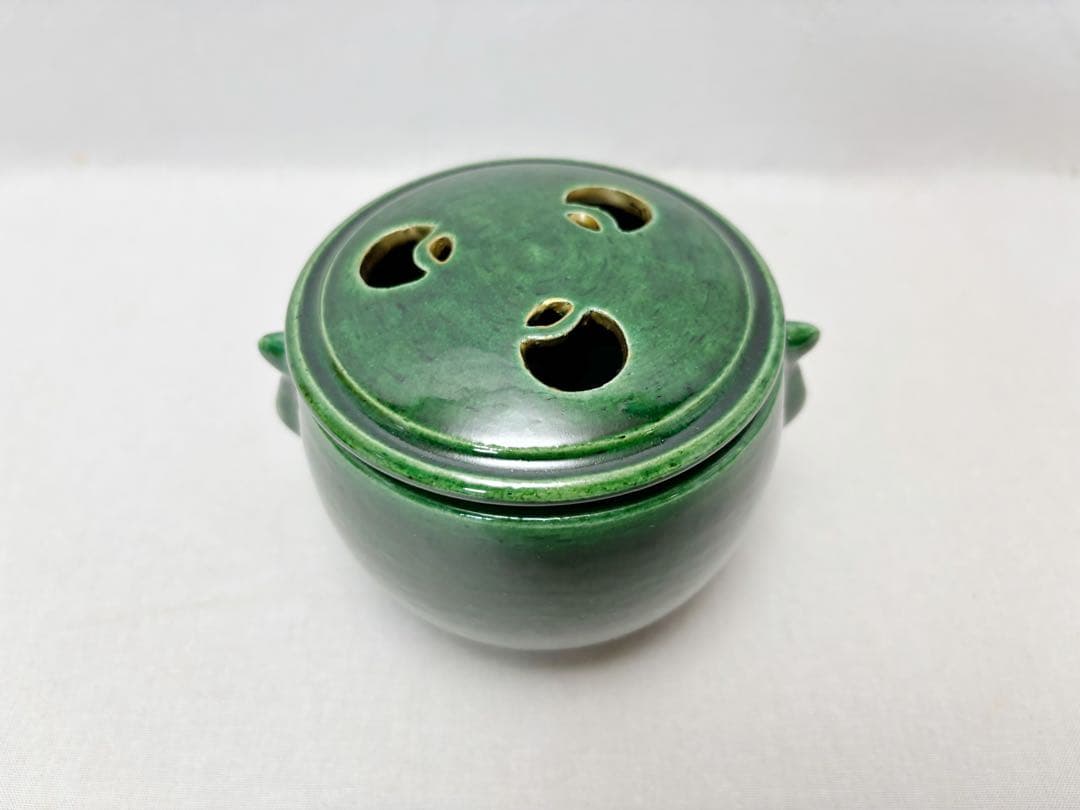 未使用 茶道具 佐々木松楽作 青楽 三ツ具足 利休忌 陶印