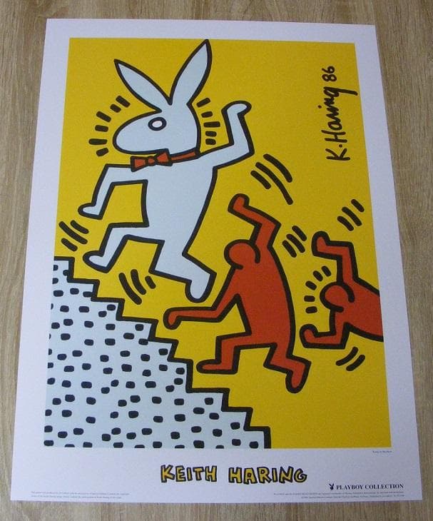 キースヘリング Bunny on the Move 1999年製 ポスター 限定10枚】Bunny on the Move 1986 - Za Gellery 1999 / キース・へ