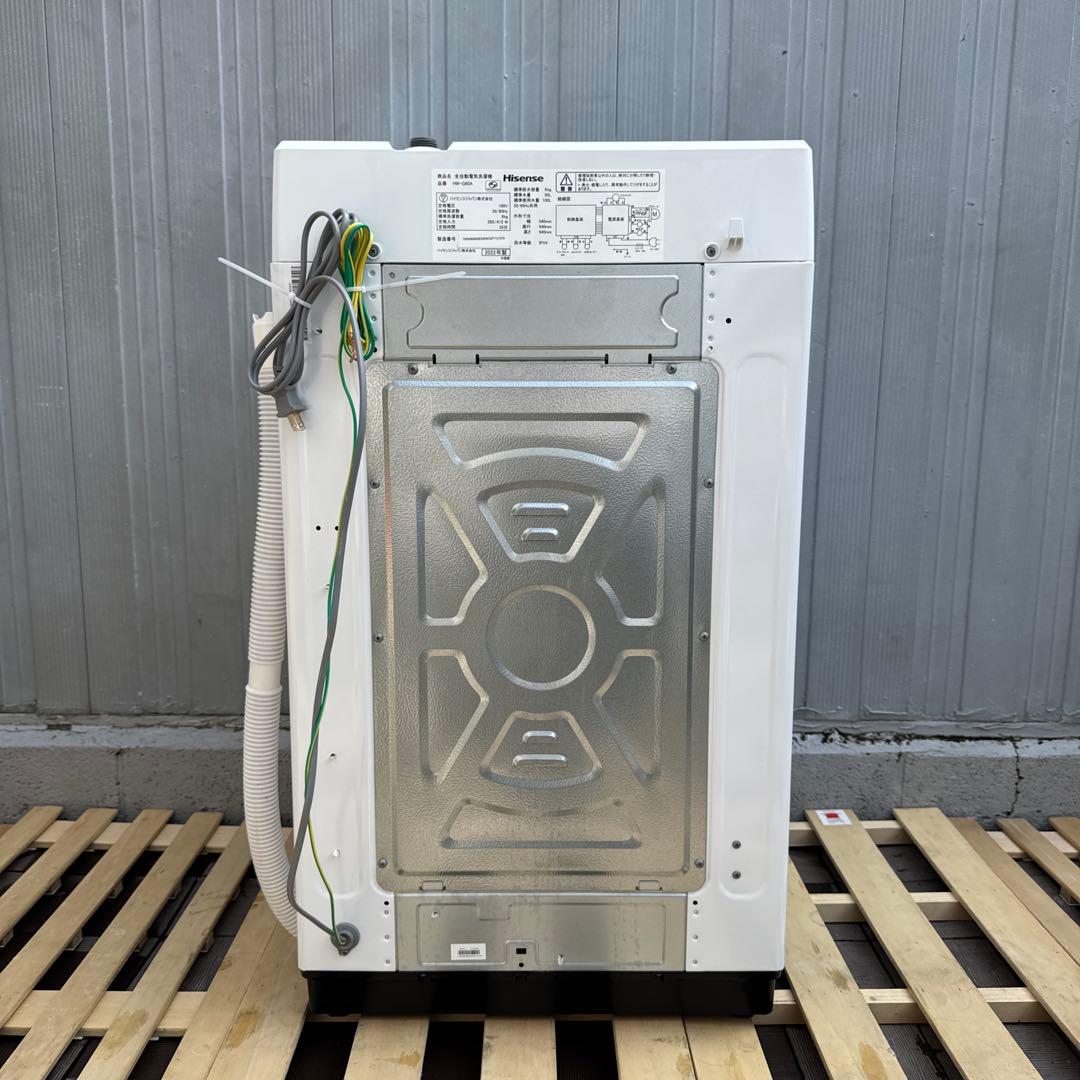 極美品 Hisense 2022年製 洗濯機 6kg 最短10分洗濯ステンレス槽