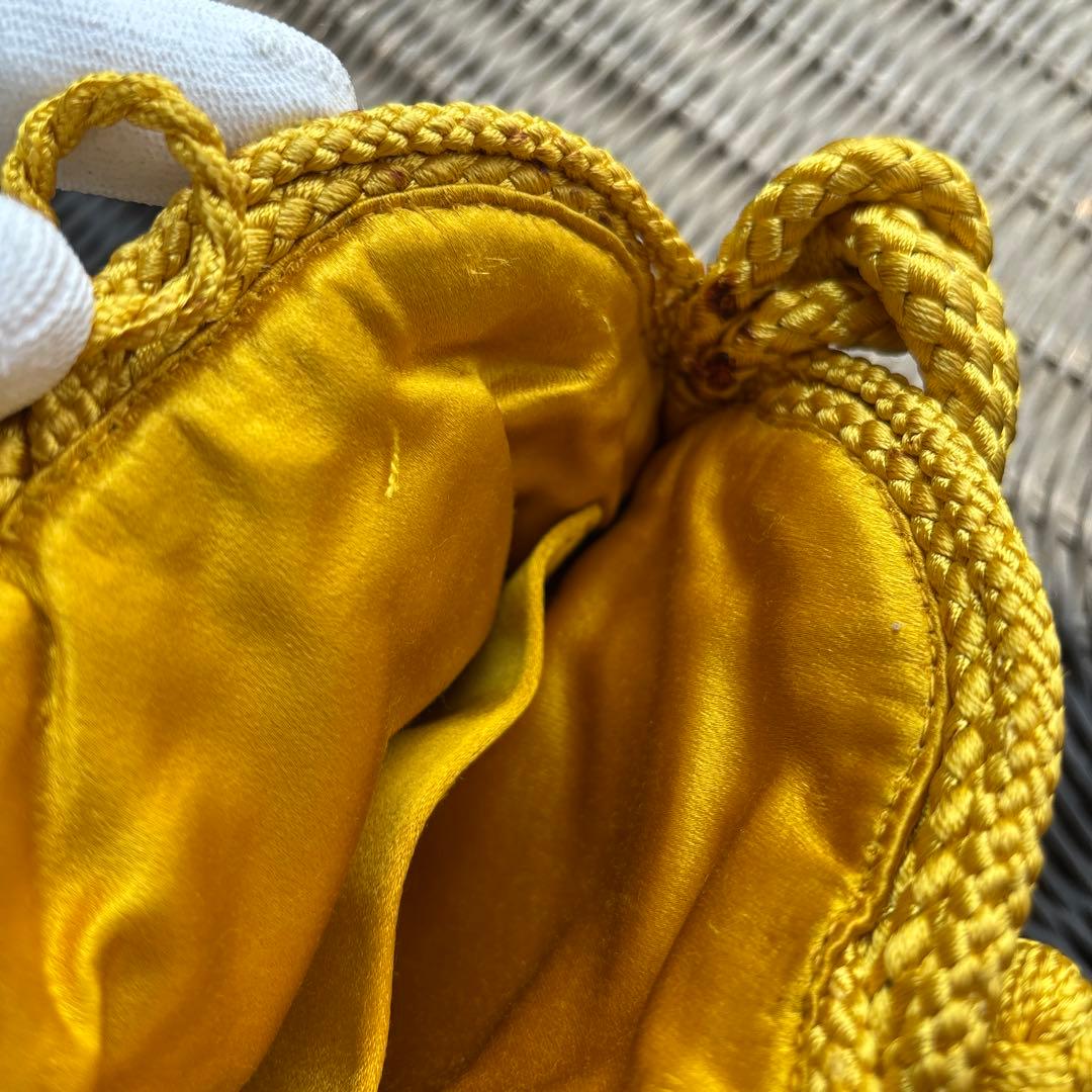 BOTTEGAイエロー 編み込みデザイン バッグ フリンジ付き