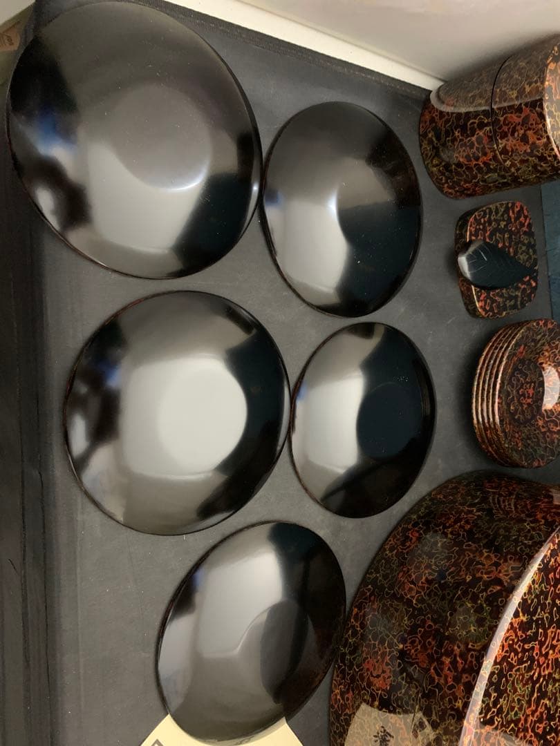 新品未使用 津軽塗 天然木伝統工芸品 茶道具セット 茶びつ茶托茶筒