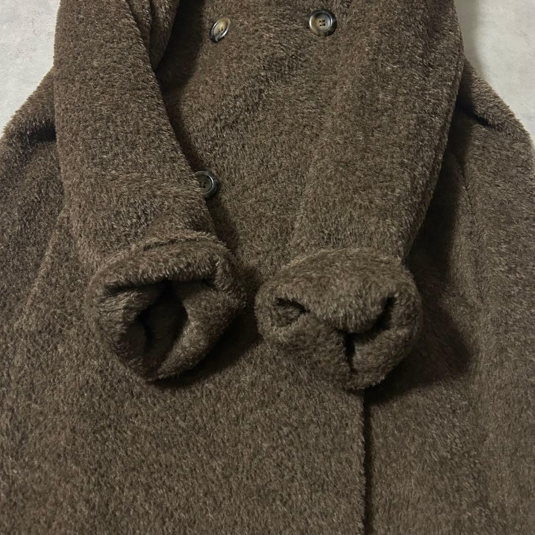 マックスマーラ 銀タグ アルパカシャギーコート ロング 裏地ロゴ