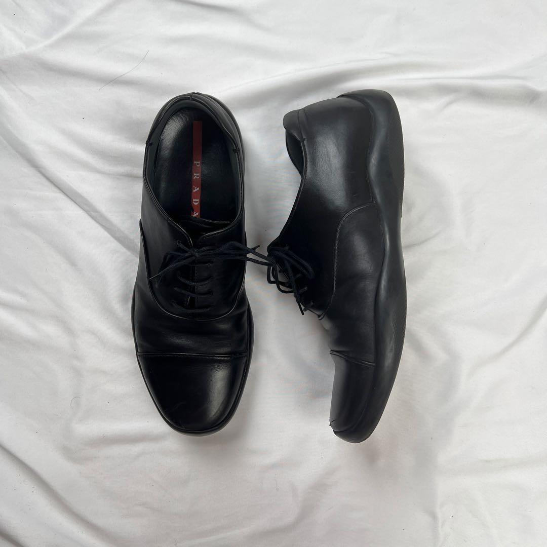 靴 PRADA SPORT leather dress shoes black