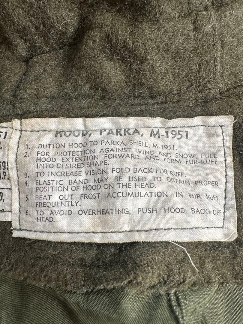 M51 パーカー用フード　白ラベル　※折れ