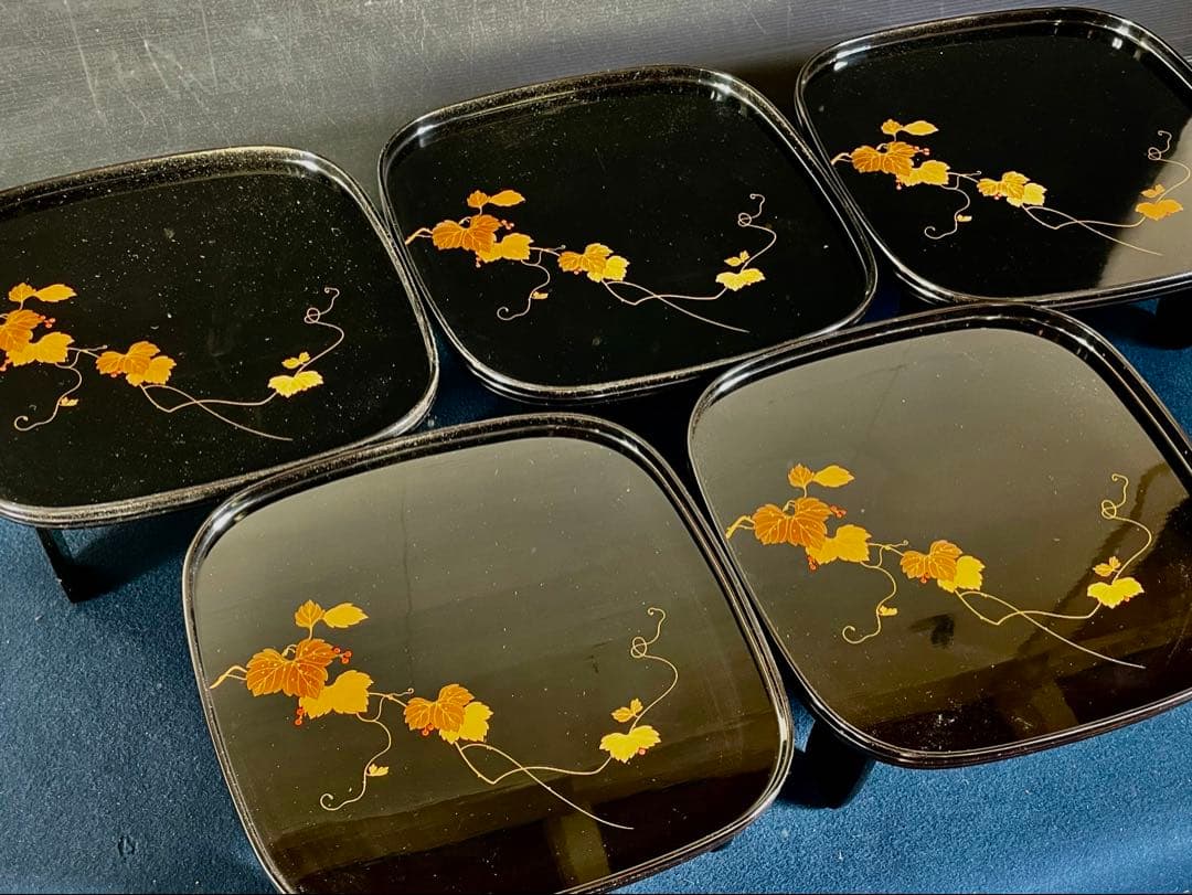 割引❣️「母」 輪島塗 蔦蒔絵 轡形 本膳 10客 大向高洲堂 共箱（125柱本）