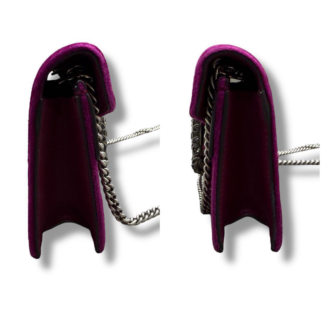 極美品　37　GUCCI　グッチ　デュオニソス　ベロア　チェーン　ミニ　パープル