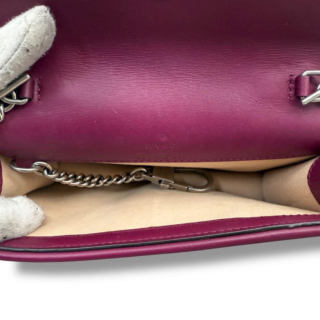 極美品　37　GUCCI　グッチ　デュオニソス　ベロア　チェーン　ミニ　パープル