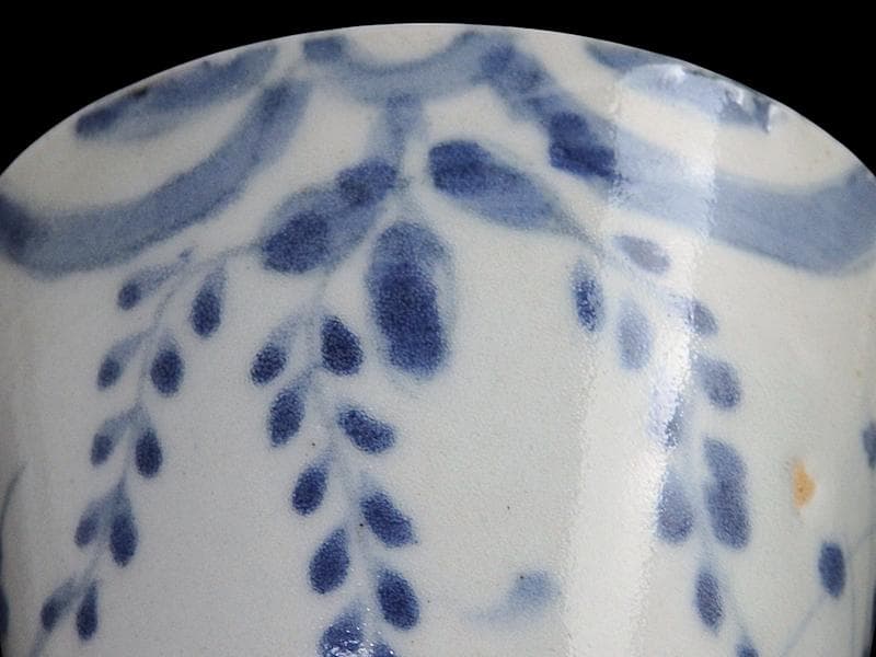 古伊万里　染付　藤の図　大振蕎麦猪口　江戸期　C038AS-CXa