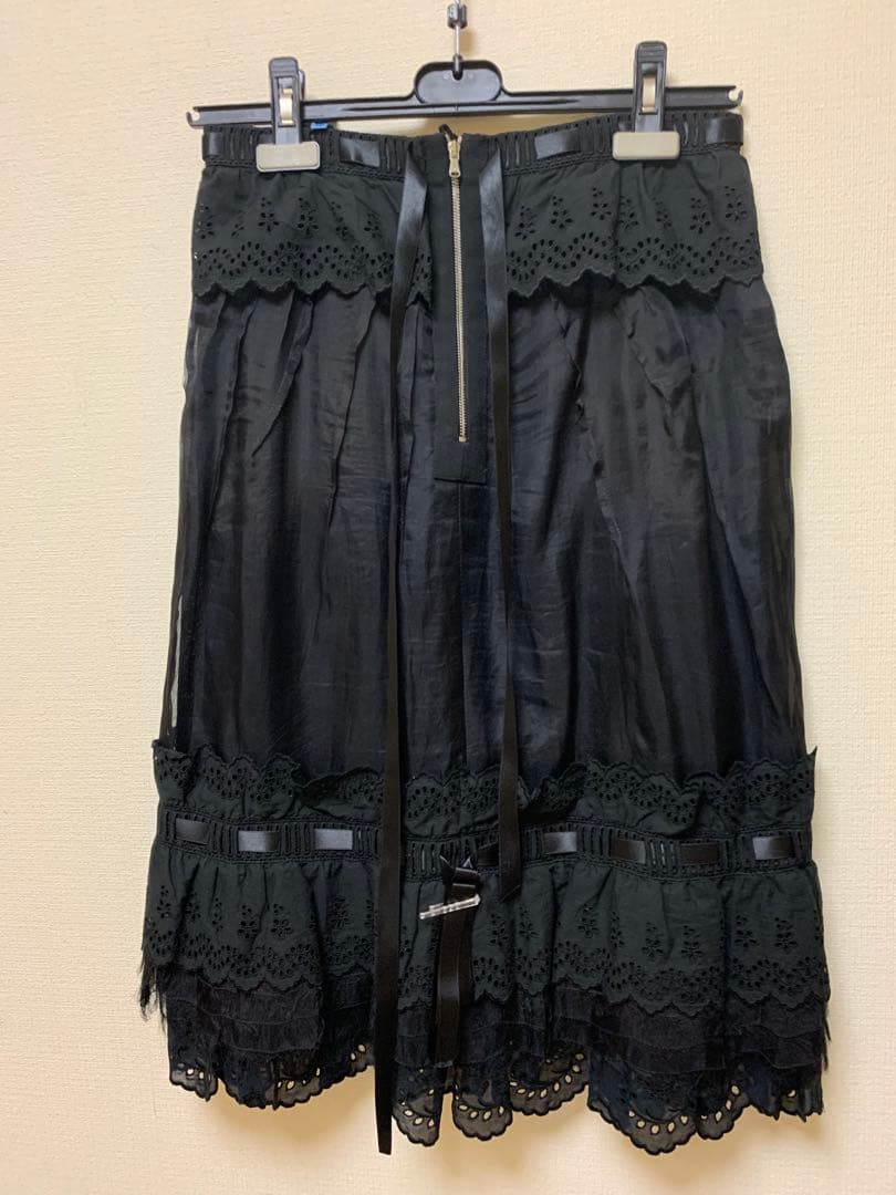 ドルチェ＆ガッパーナブラック フレアスカート レース装飾42
