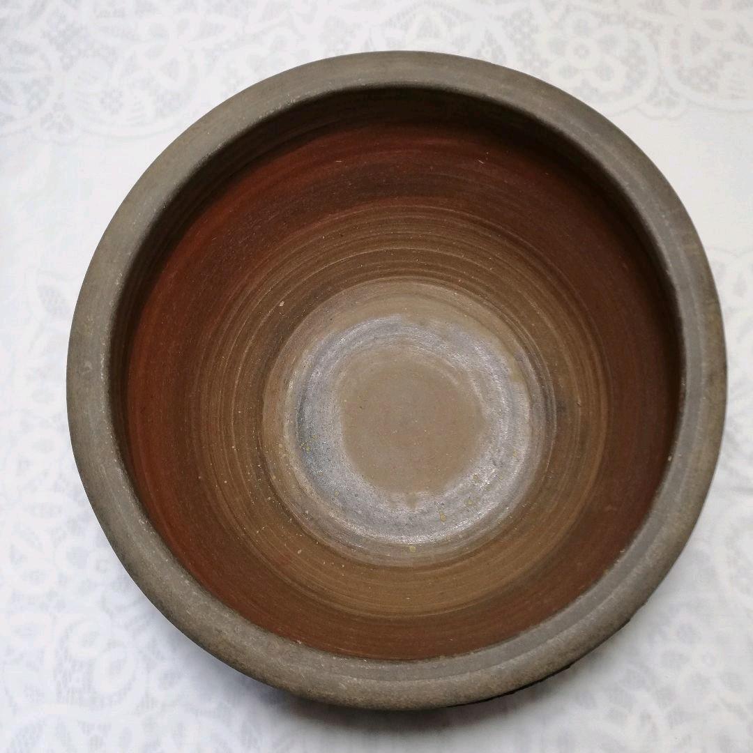 金重分銅印 備前焼 波状文火鉢 メダカ鉢 睡蓮鉢 金魚鉢 容器 水槽 工芸