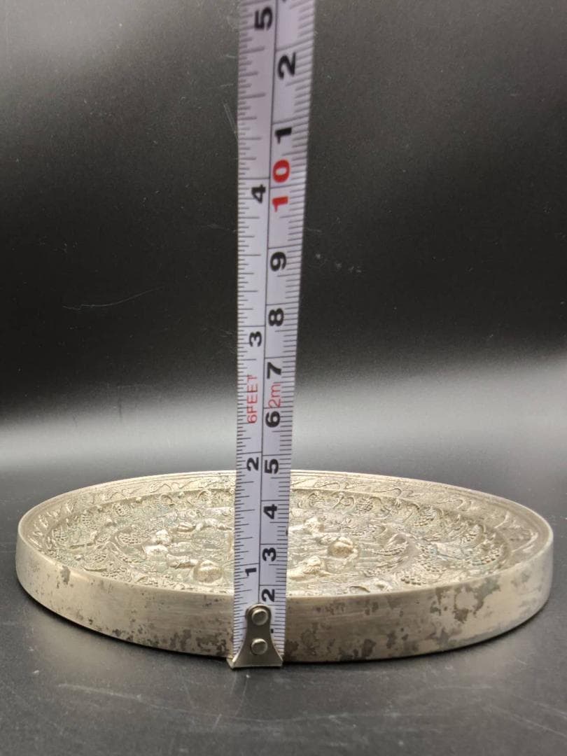 唐時代 貼銀鍍金海獣葡萄紋鏡(E-26)