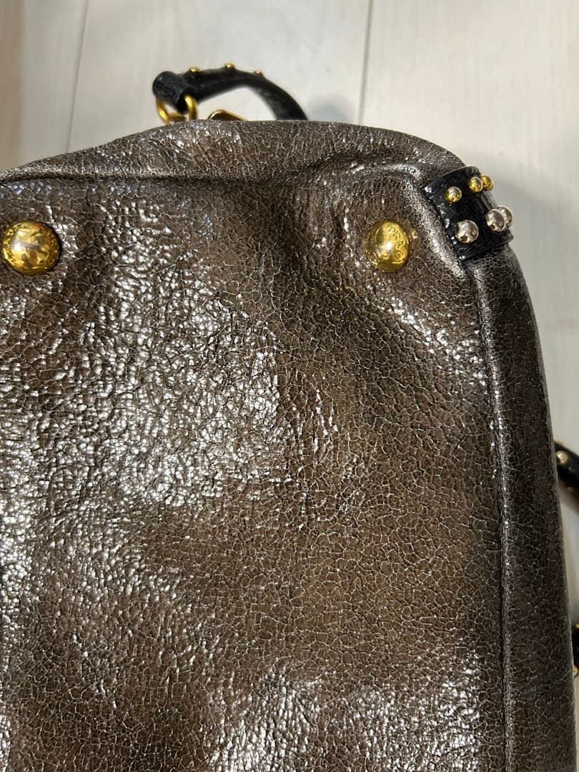 Hana⭐︎様　PRADA ダークブラウン ハンドバッグ スタッズ付