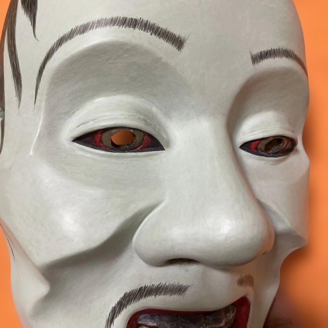 美品 能面 痩男 やせおとこ 木彫り 手彫り 桐箱