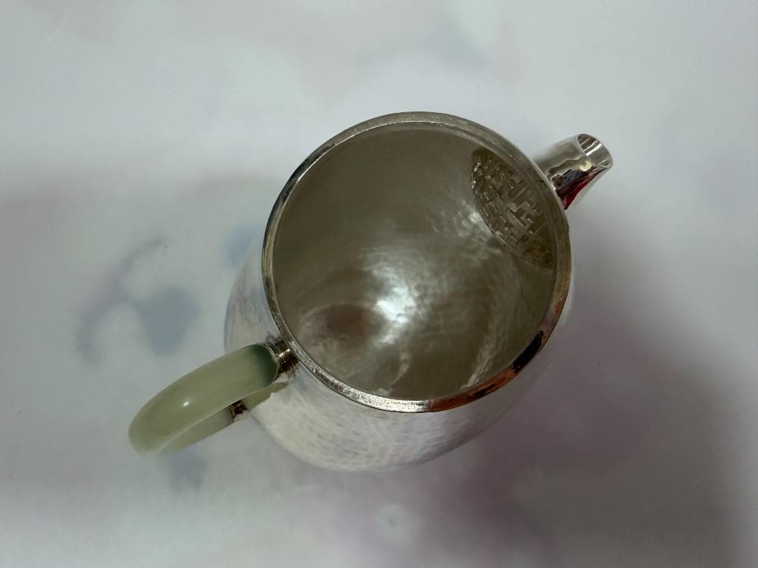 純銀製 玉石取っ手 急須 銀瓶 煎茶道具
