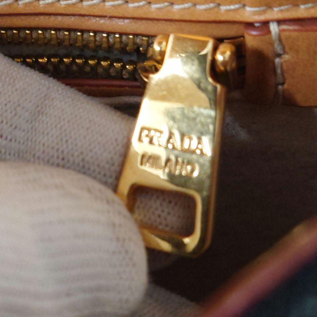 【美品・希少】プラダ カナパ リゲ ショルダーバック ボーダー 三角 2way