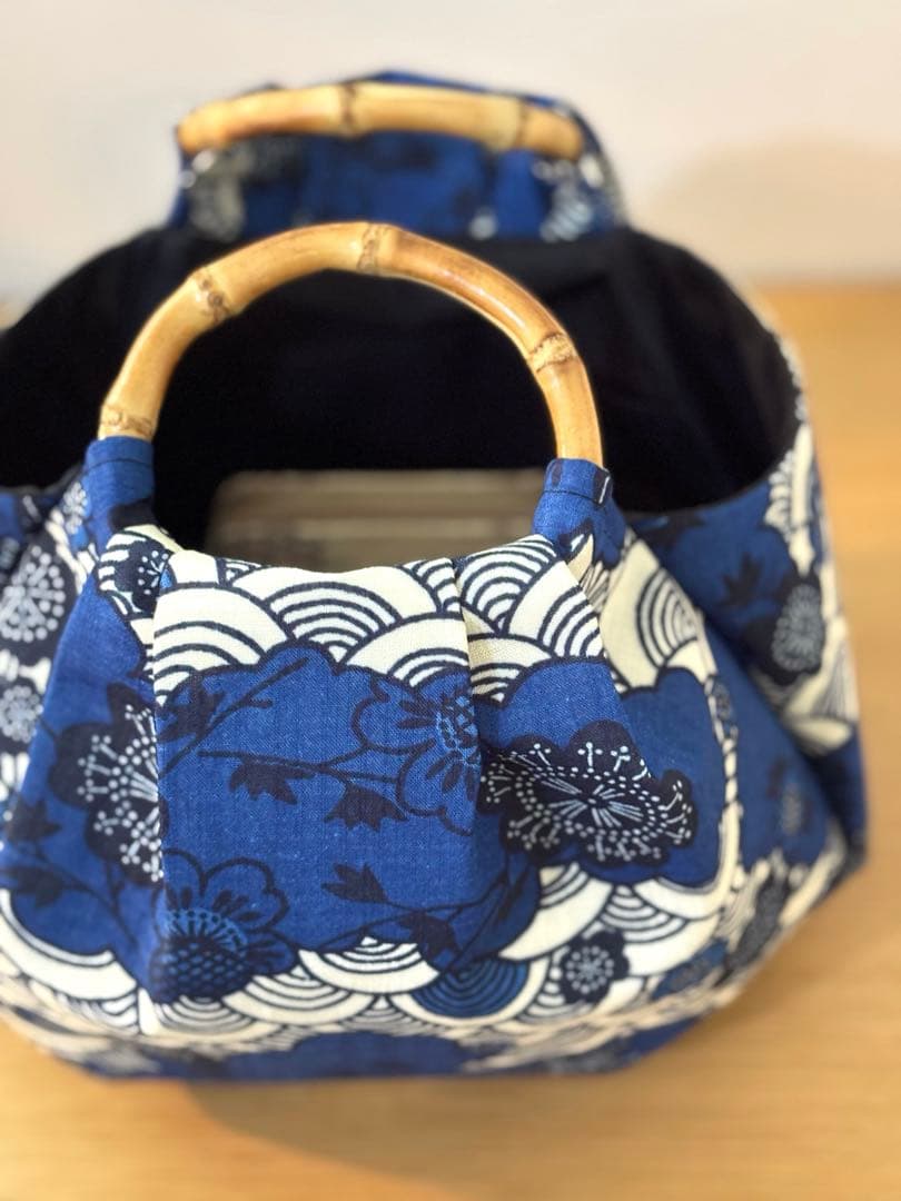 和装バック　着物バック　琉球柄　青海波　紅型柄（青）入学卒業結婚七五三振袖