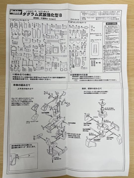 1/72スケールレジンキャストキット ダグラム 武装強化型B 未組み立て品