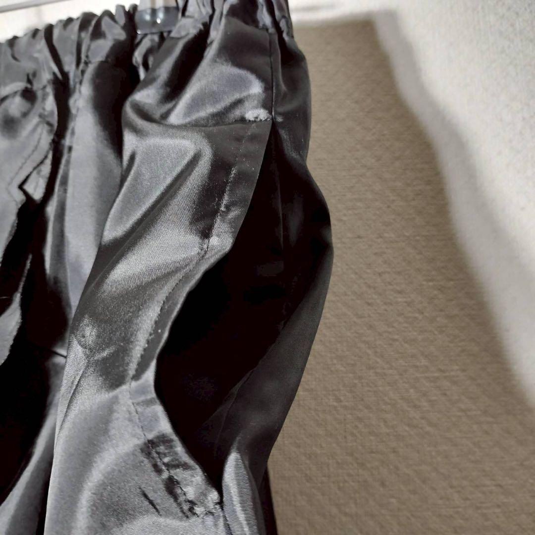 AD2004 コムデギャルソン ひざ丈スカート フリル ポリエステル 黒